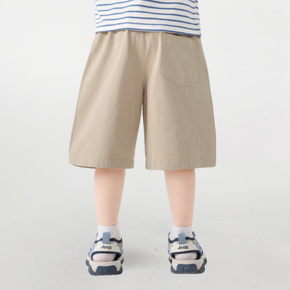海軍風刺繍純綿ハーフパンツ