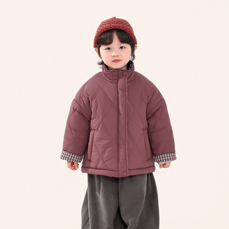 二重キルティング中綿コート