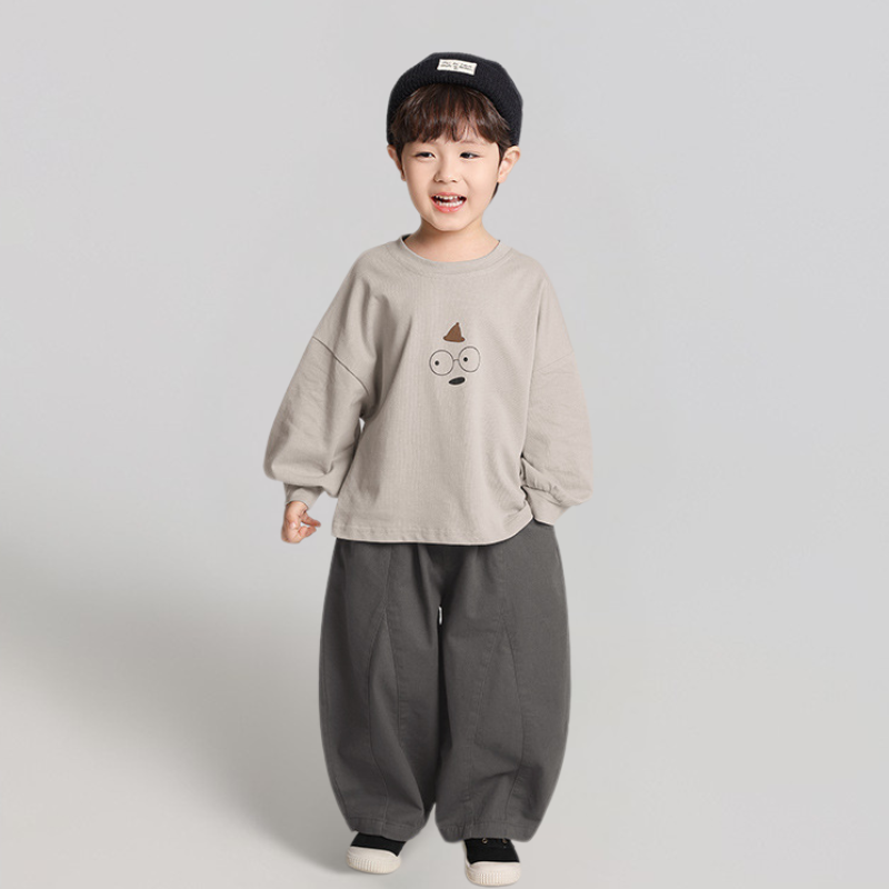 無地ポケット純綿ロングパンツ