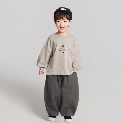 無地ポケット純綿ロングパンツ