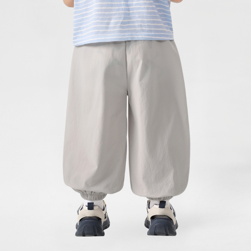 メッシュ切替ゴム裾ロングパンツ