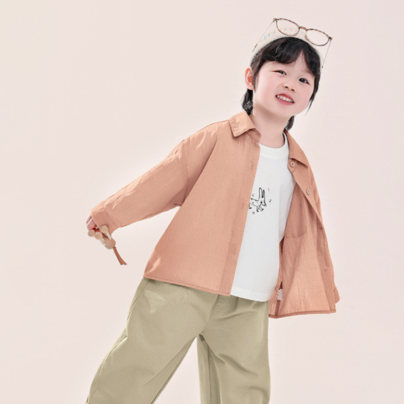 クレープ風素材薄手シャツ