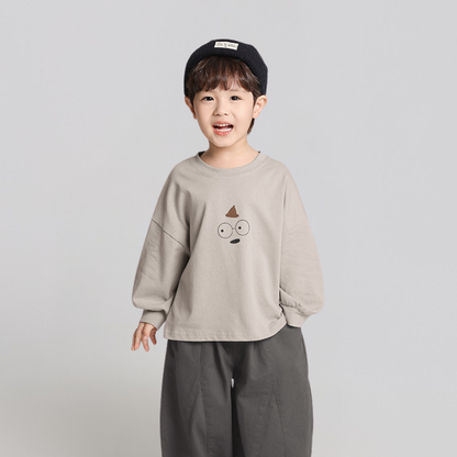 シンプルプリント純綿ロングTシャツ
