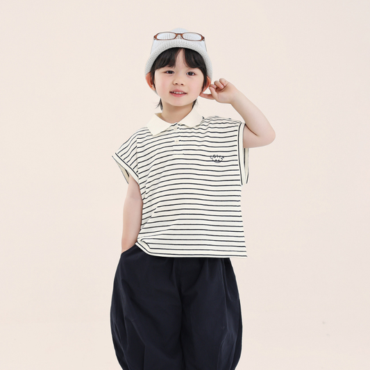 ボーダー柄ポロシャツ