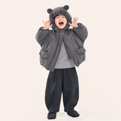 チョークストライプ裏ボアパンツ