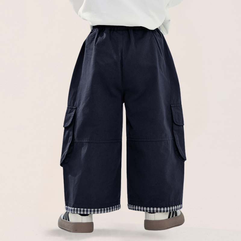 裾チェックカーゴパンツ