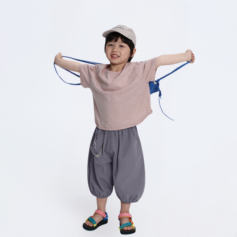 子犬刺繍コットン七分パンツ
