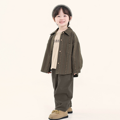 小花柄ジャカードストライプシャツ