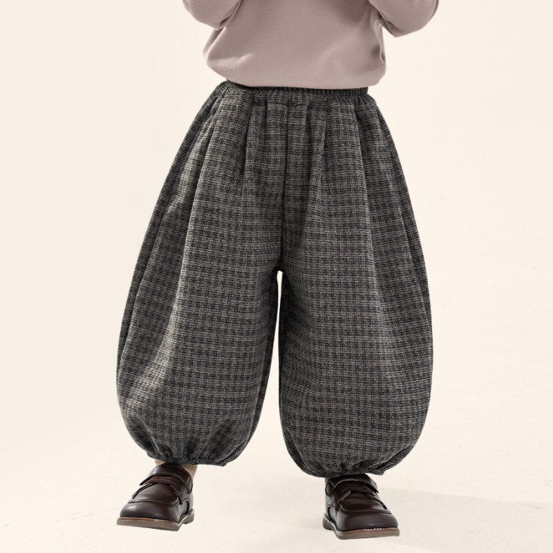 控えめチェック裏ボアバルーンパンツ