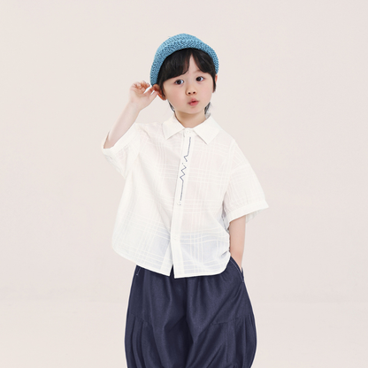 前立て刺繍半袖シャツ