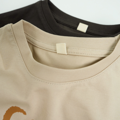 英字プリント綿100%半袖Tシャツ
