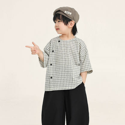 斜め前立てチャックシャツ