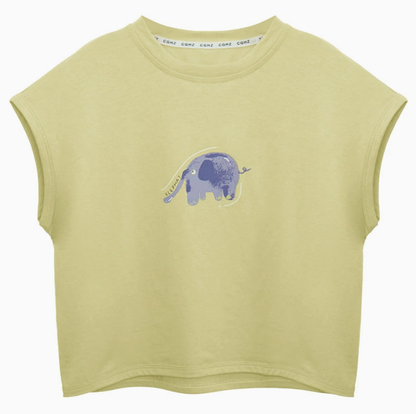 ゾウさんプリント純綿Tシャツ