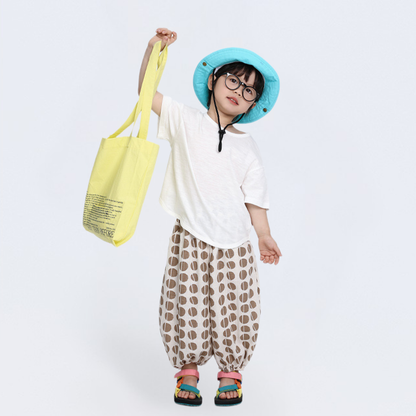 ユニークドット柄薄手ロングパンツ