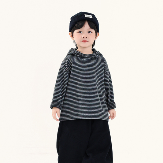 襟デザインボーダーパーカー