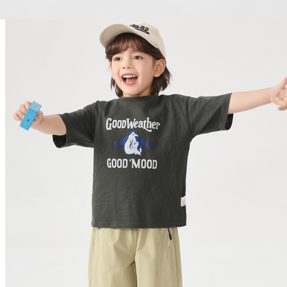 ペンギンプリント純棉半袖Tシャツ