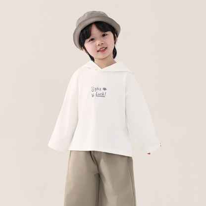 フード付き綿100%長袖Tシャツ