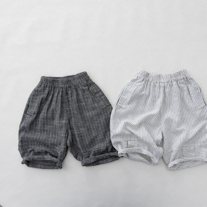 異方向ストライプ切替七分パンツ
