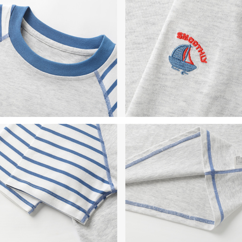 ボーダー切替クルーネックTシャツ