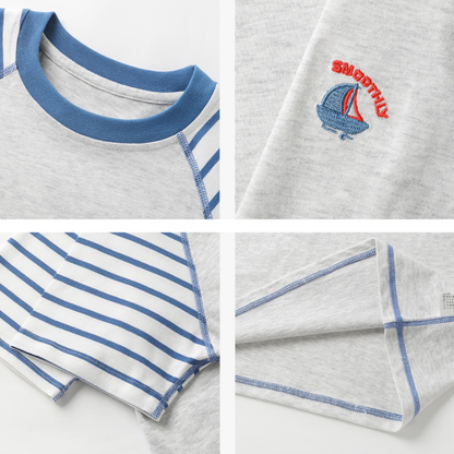 ボーダー切替クルーネックTシャツ