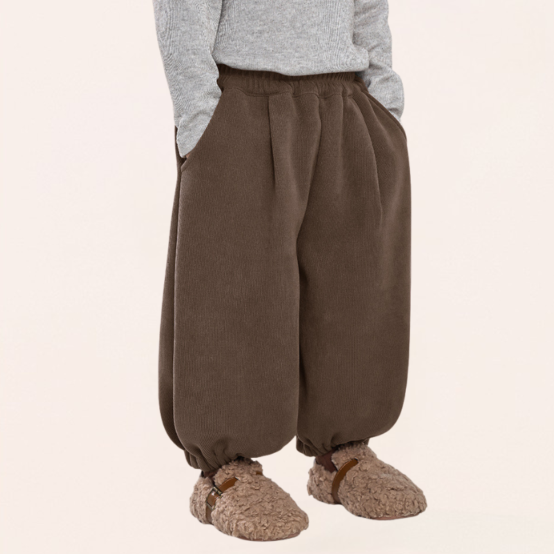 裾クマプリント裏ボアパンツ