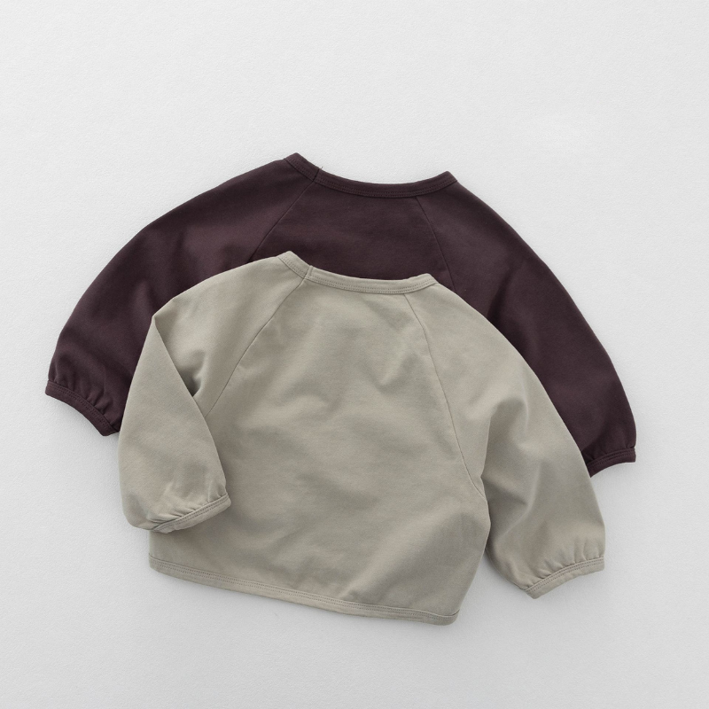 ワッペンデザイン純綿長袖Tシャツ