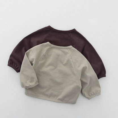 ワッペンデザイン純綿長袖Tシャツ