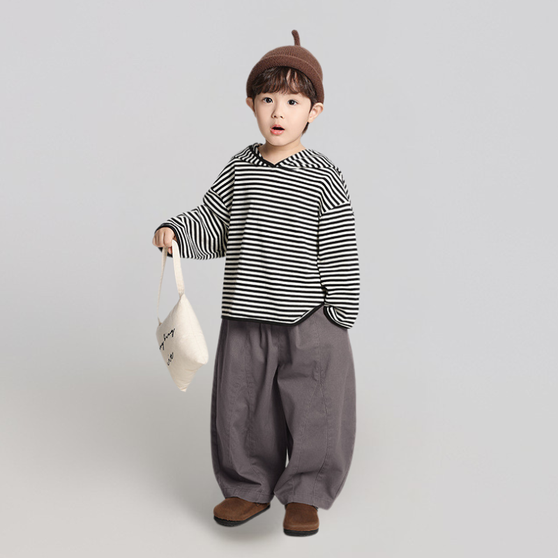 無地ポケット純綿ロングパンツ
