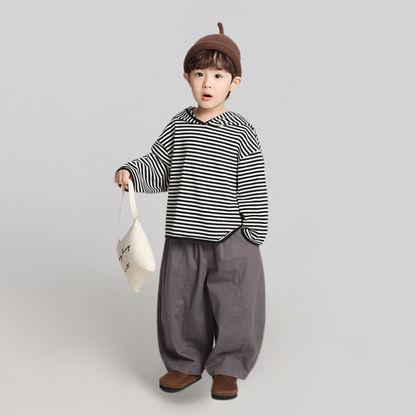 無地ポケット純綿ロングパンツ