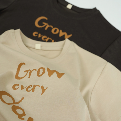 英字プリント綿100%半袖Tシャツ