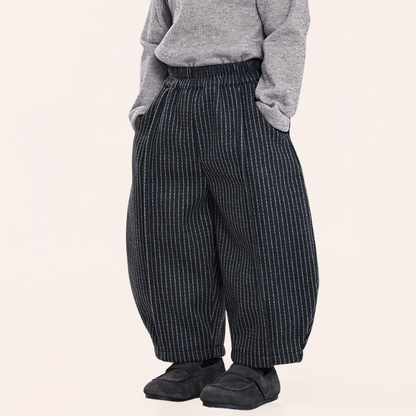 チョークストライプ裏ボアパンツ