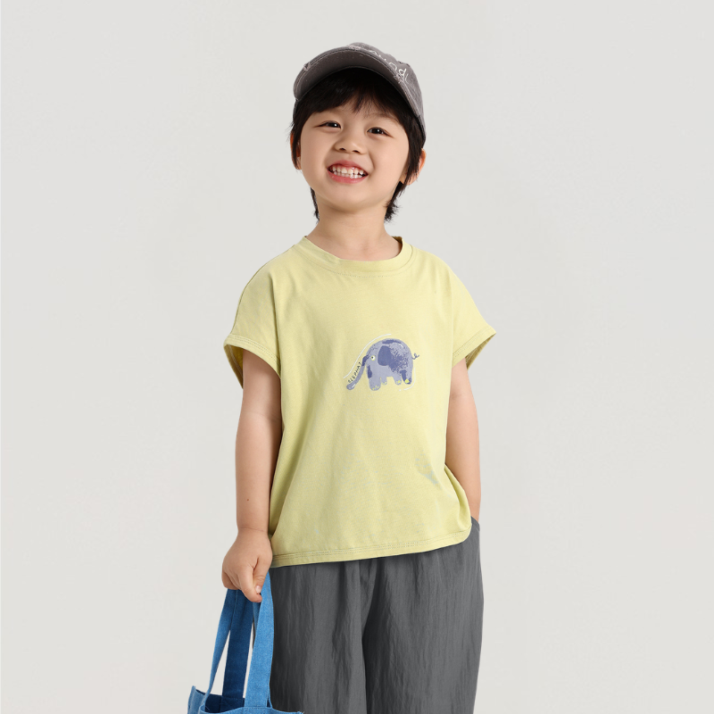 ゾウさんプリント純綿Tシャツ