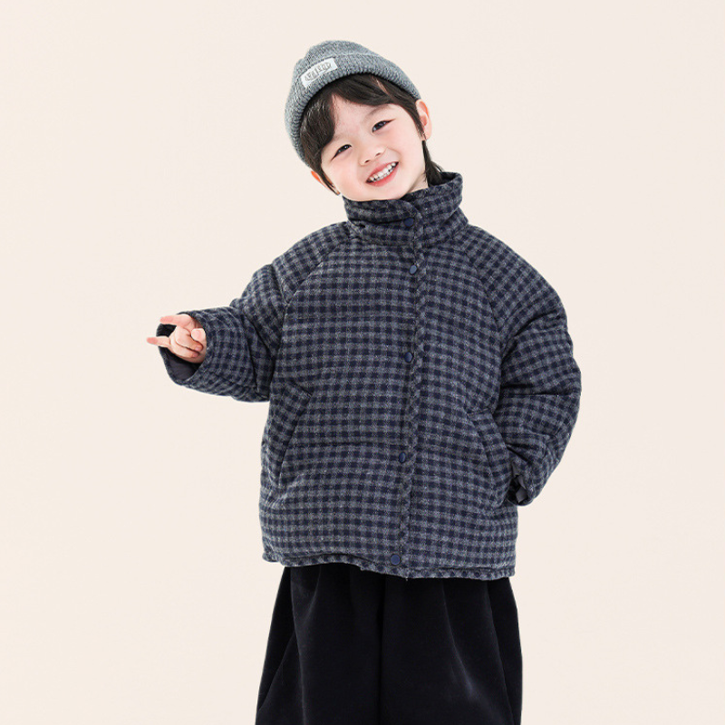 チェック柄中綿ハイネックジャケット