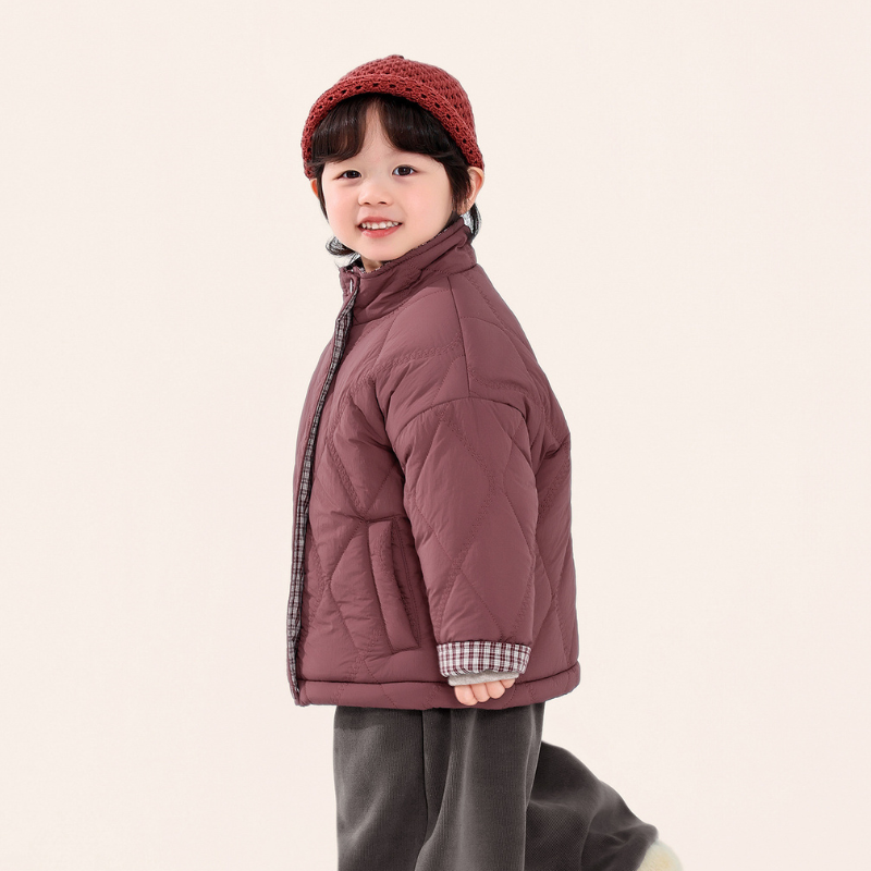 二重キルティング中綿コート