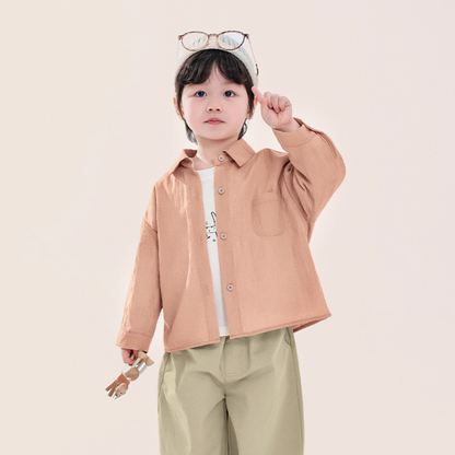 クレープ風素材薄手シャツ