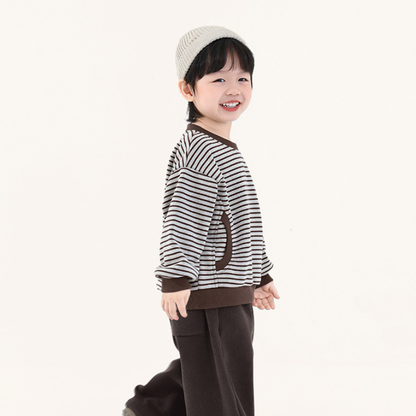 裏ボアボーダー柄プルオーバー