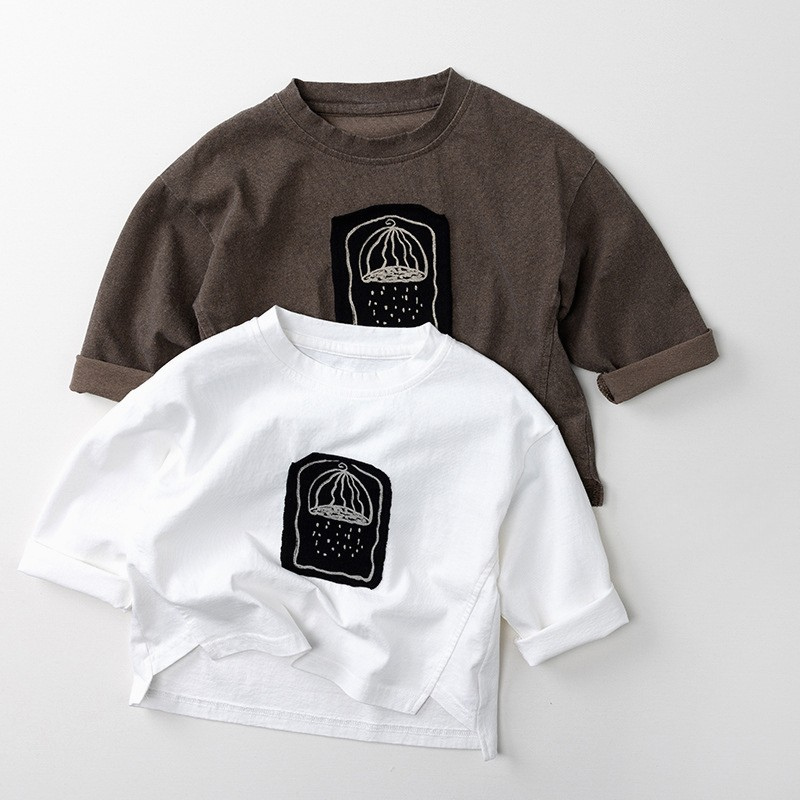 純棉長袖Tシャツ
