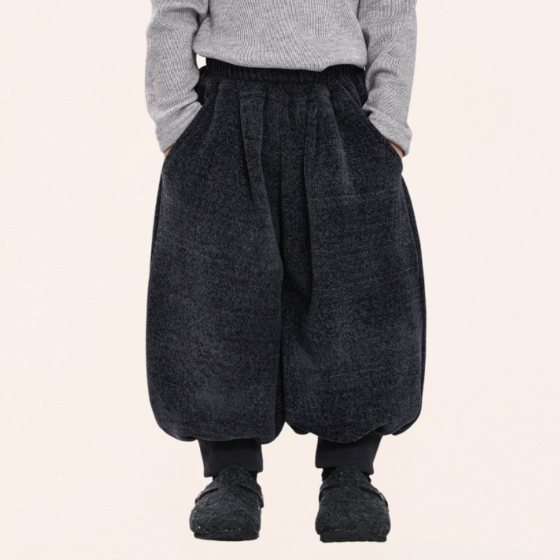 裾リブシェニール裏ボアパンツ