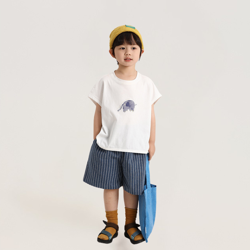 縦ストライプ純綿五分パンツ