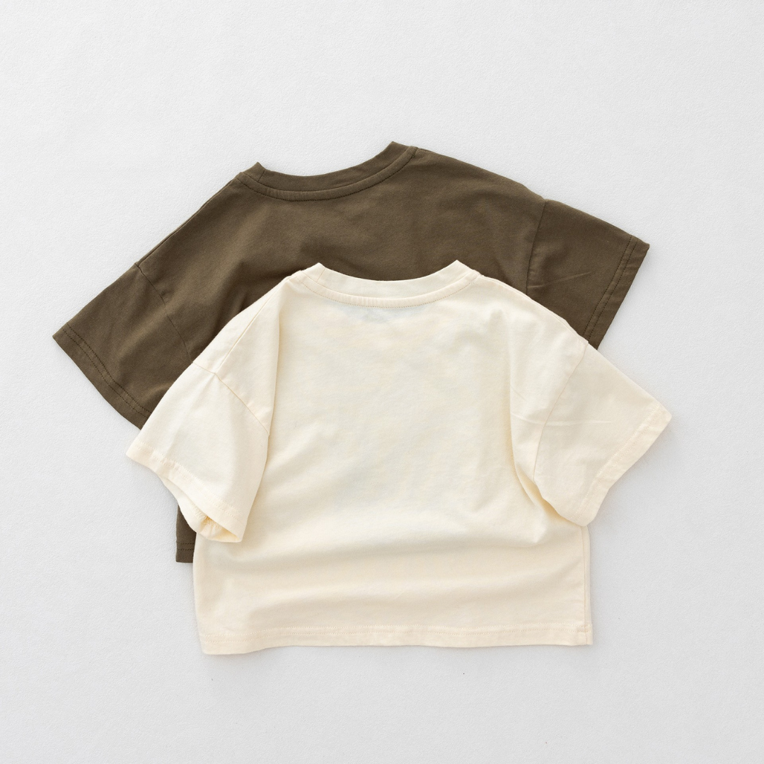 レトロプリント純綿半袖Tシャツ