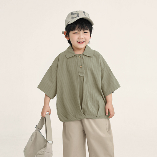 Polo shirt with raised hem