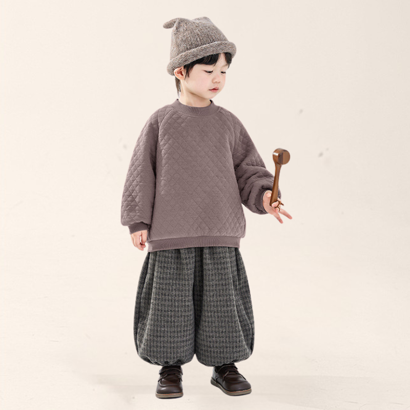 控えめチェック裏ボアバルーンパンツ