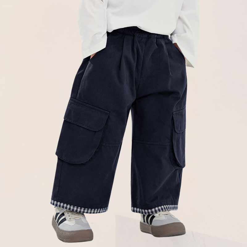 裾チェックカーゴパンツ