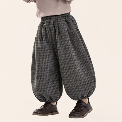 控えめチェック裏ボアバルーンパンツ