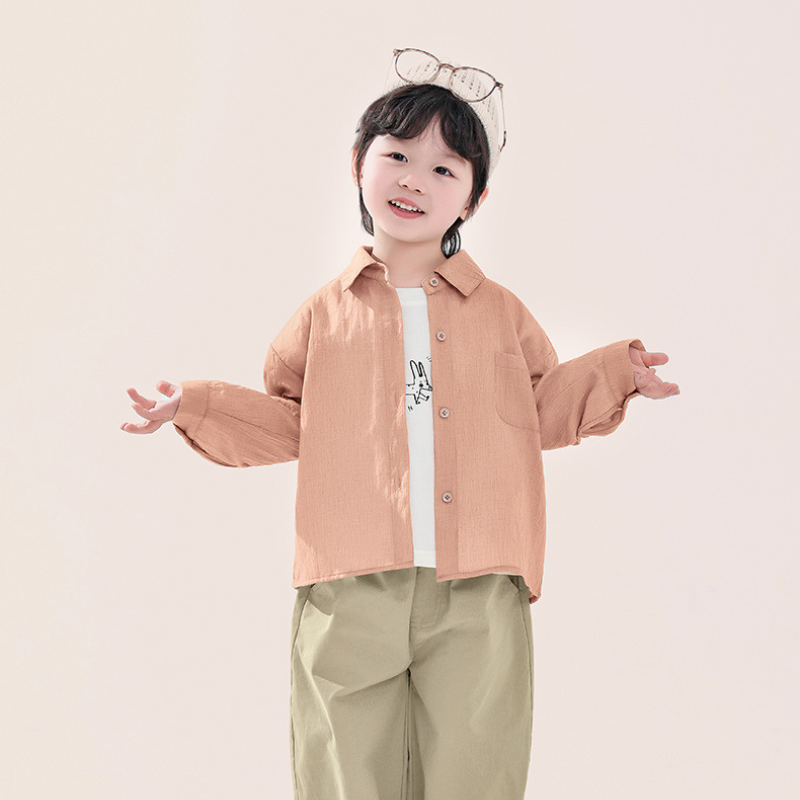 クレープ風素材薄手シャツ