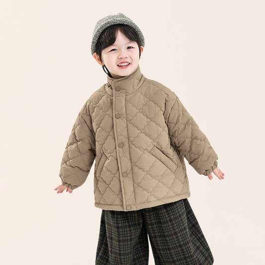 中綿入りスタンドカラーキルティングコート