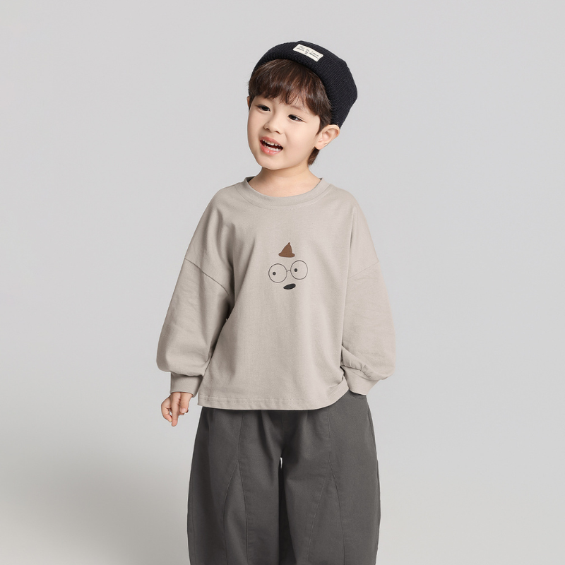 シンプルプリント純綿ロングTシャツ