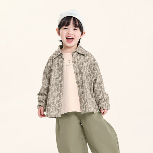 小花柄コーデュロイシャツ