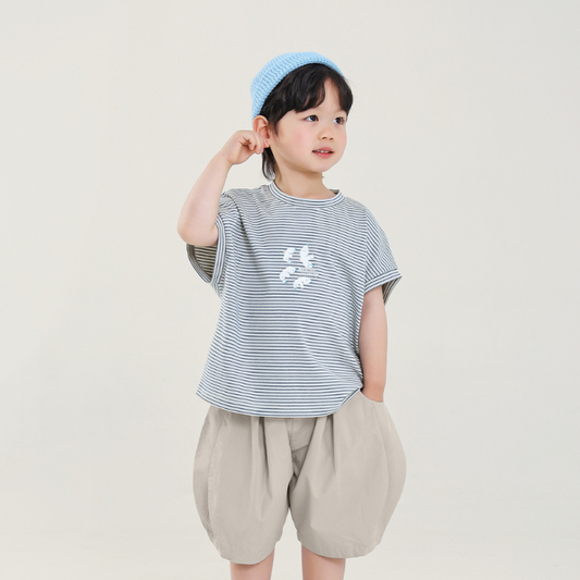カモメプリント細ボーダー半袖T