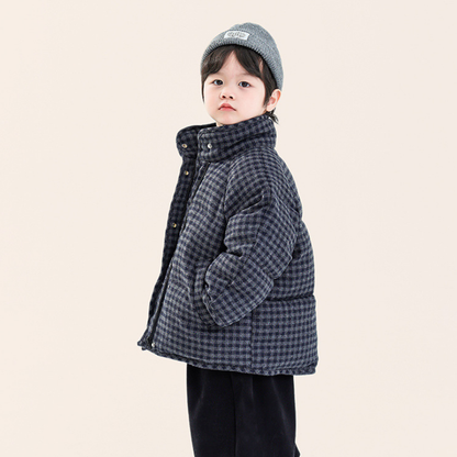 チェック柄中綿ハイネックジャケット